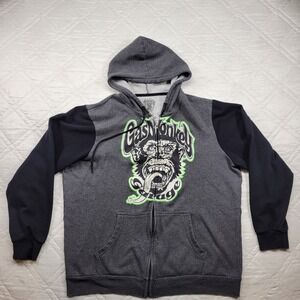 Gas Monkey Garage gray and black full zip hoodie size XL